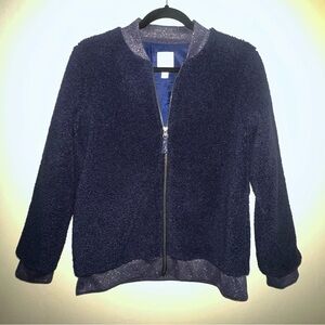 Navy Blue Zip-Up Fleece teddy bear Jacket 14